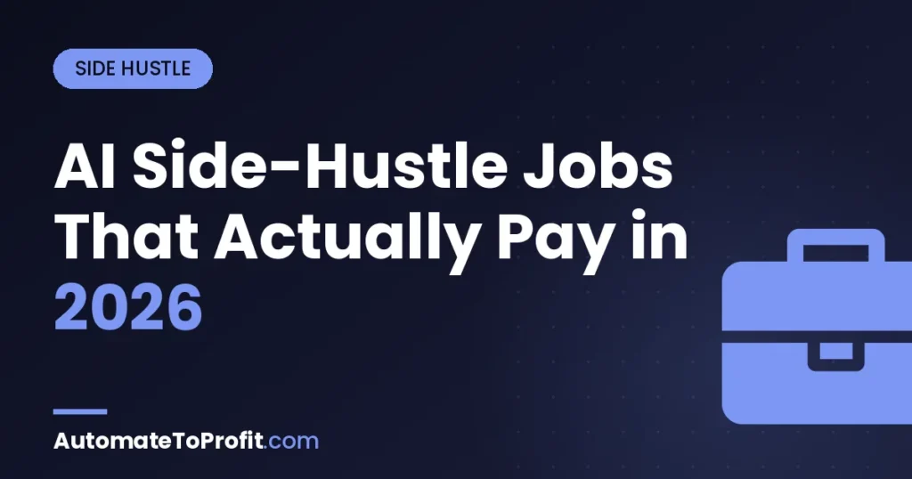 AI Side Hustle Jobs That Actually Pay in 2026 (Beginner-Friendly Picks) โ featured image | Automate to Profit