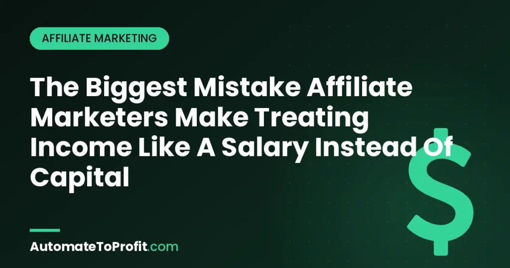 Affiliate Income vs Capital: The Mistake That Kills Most Affiliate Sites โ featured image | Automate to Profit