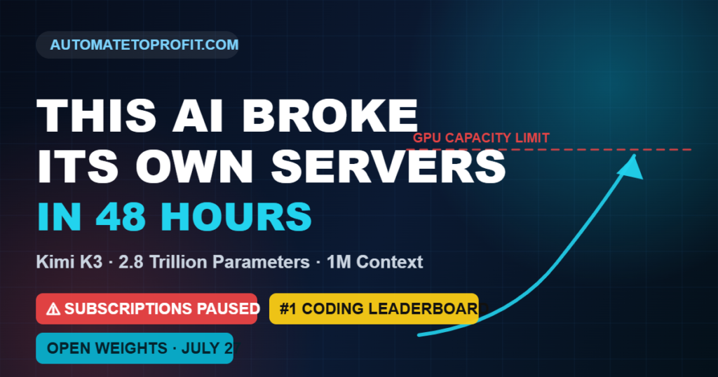 Kimi K3 by Moonshot AI - 2.8 trillion parameter model that suspended subscriptions after demand overwhelmed GPU capacity